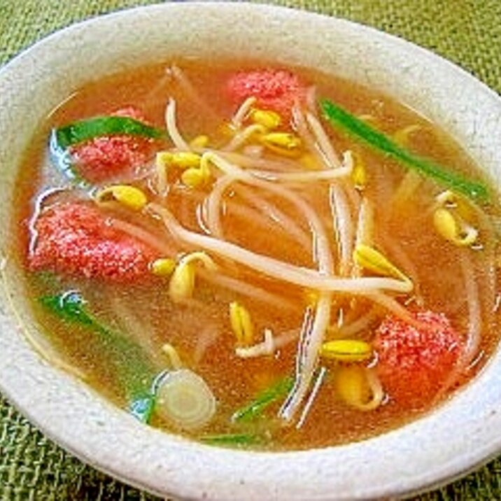 明太子と子大豆もやしの生姜スープ
